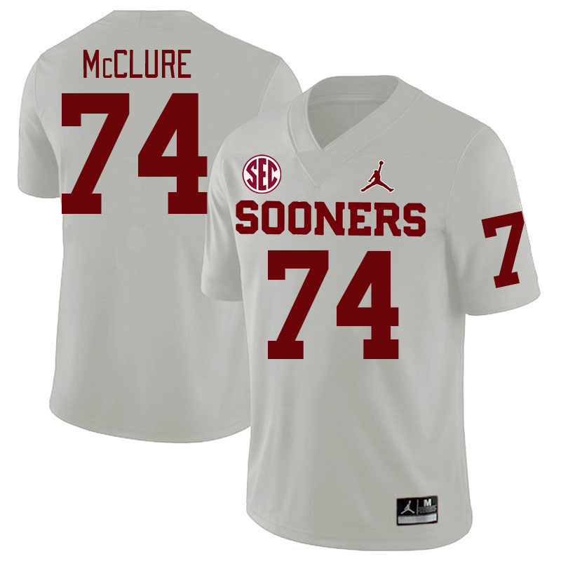 Men #74 Evan McClure Oklahoma Sooners 2024 SEC Conference College Football Jerseys-White